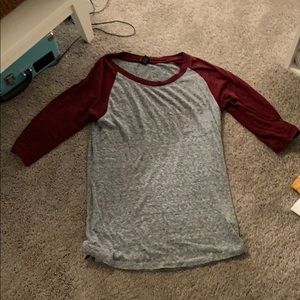 Grey long sleeve baseball tee